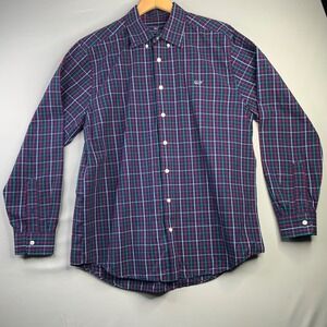 Vineyard Vines Slim Fit Whale Shirt Mens Large L Plaid Button Down Cotton Navy
